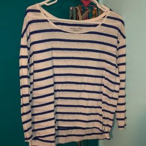 blue and white striped sweater